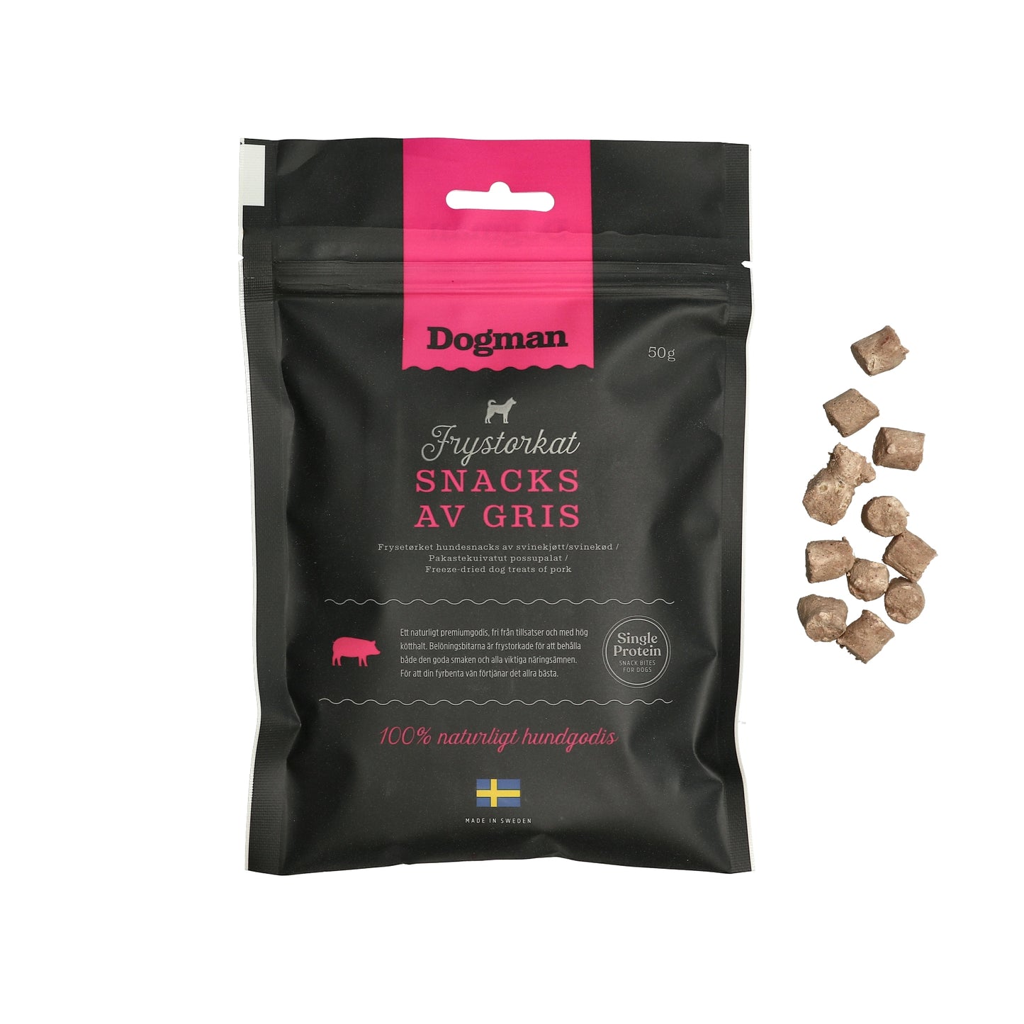 Dogman Hundgodis Frystorkat Snacks av Gris