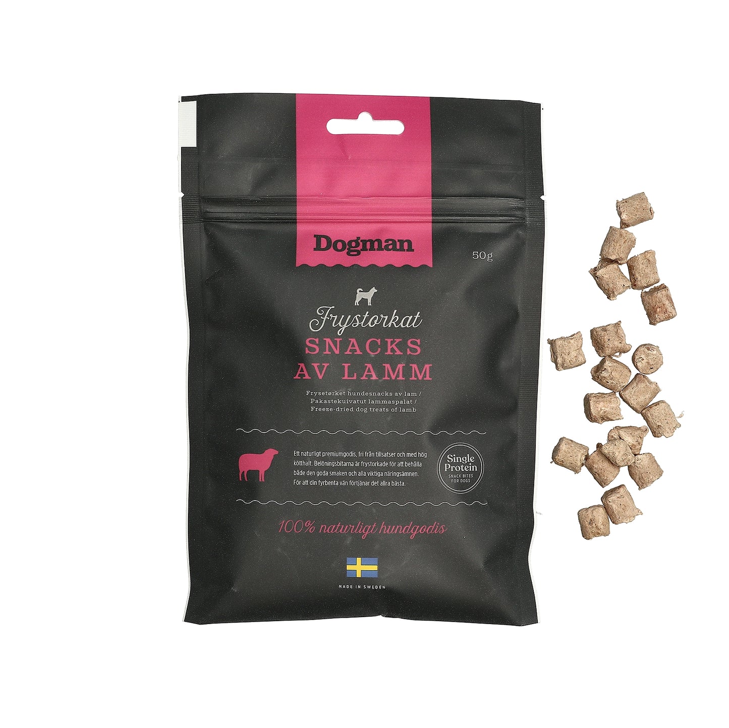 Dogman Hundgodis Frystorkat Snacks av Lamm
