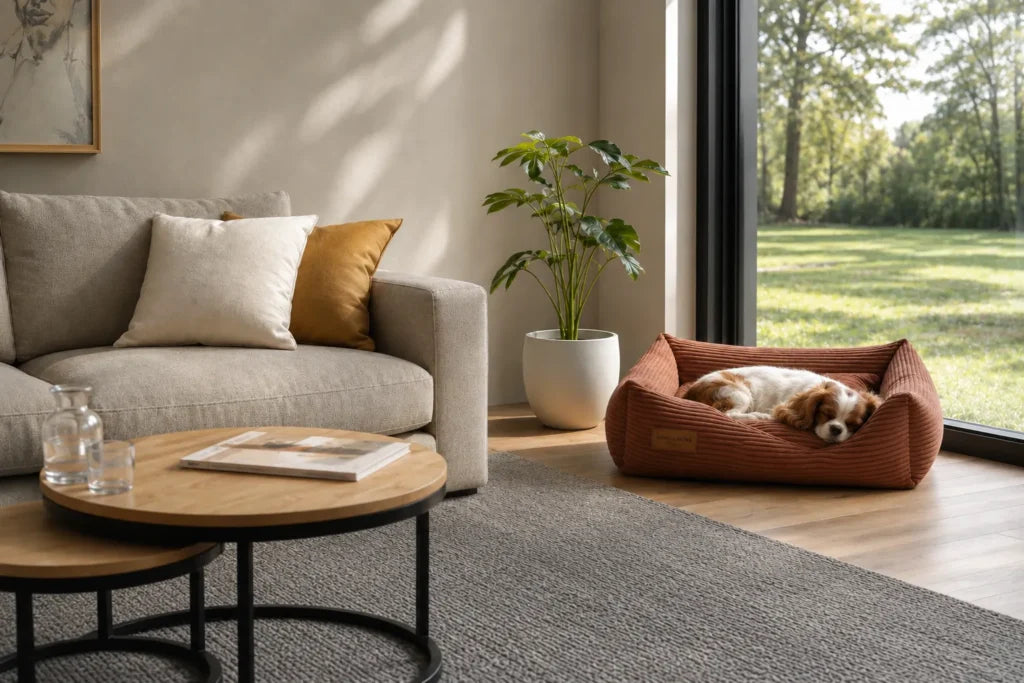 BOWL & BONE CORDUROY DOG BED DECO BRICK