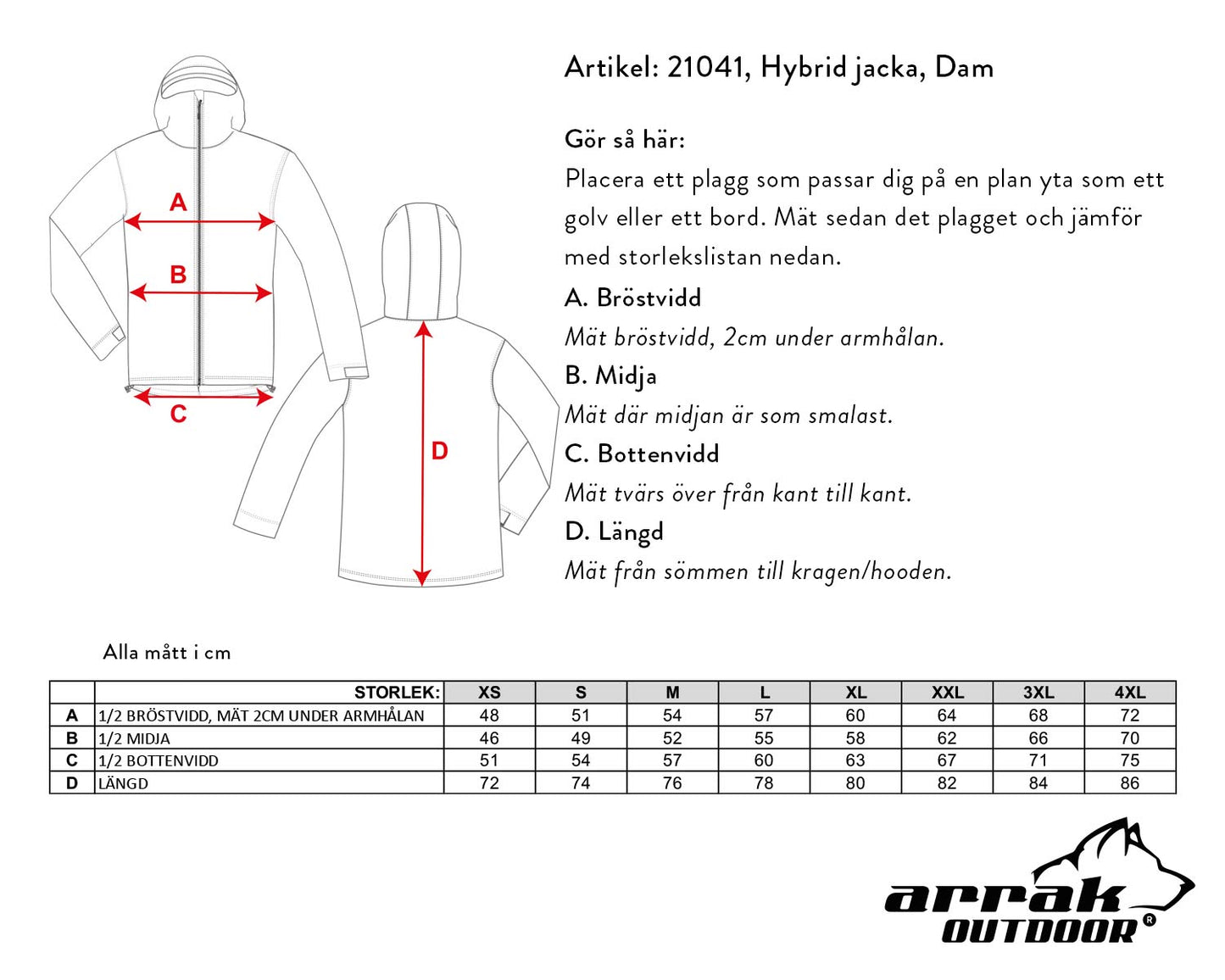 Arrak Outdoor Hybrid Jacka Dam Röd