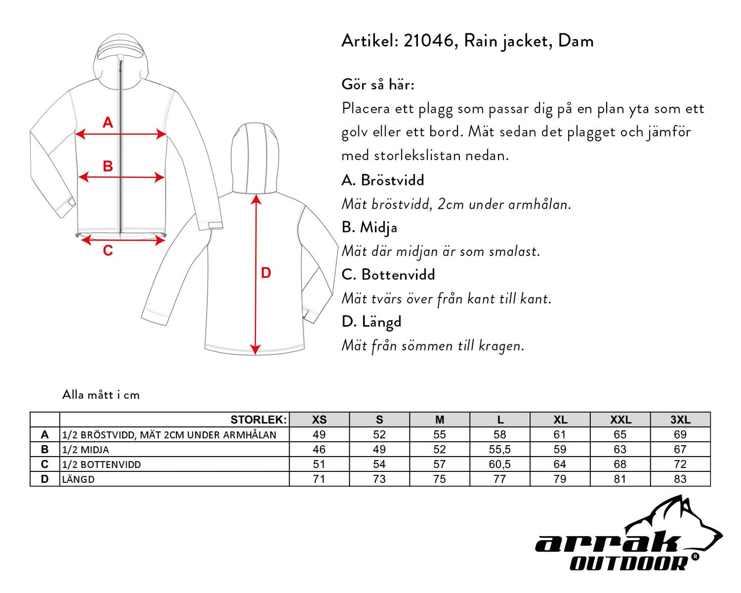 Arrak Outdoor Regnjacka Dam Oliv