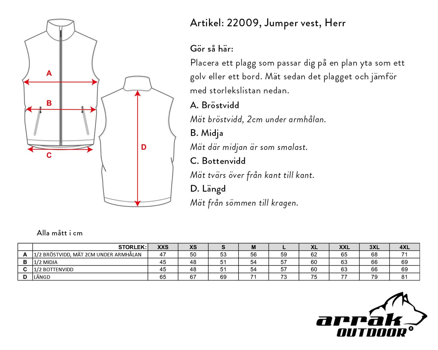 Arrak Outdoor Jumper väst Herr svart