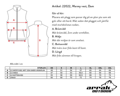 Arrak Outdoor Warmy Väst Dam Svart