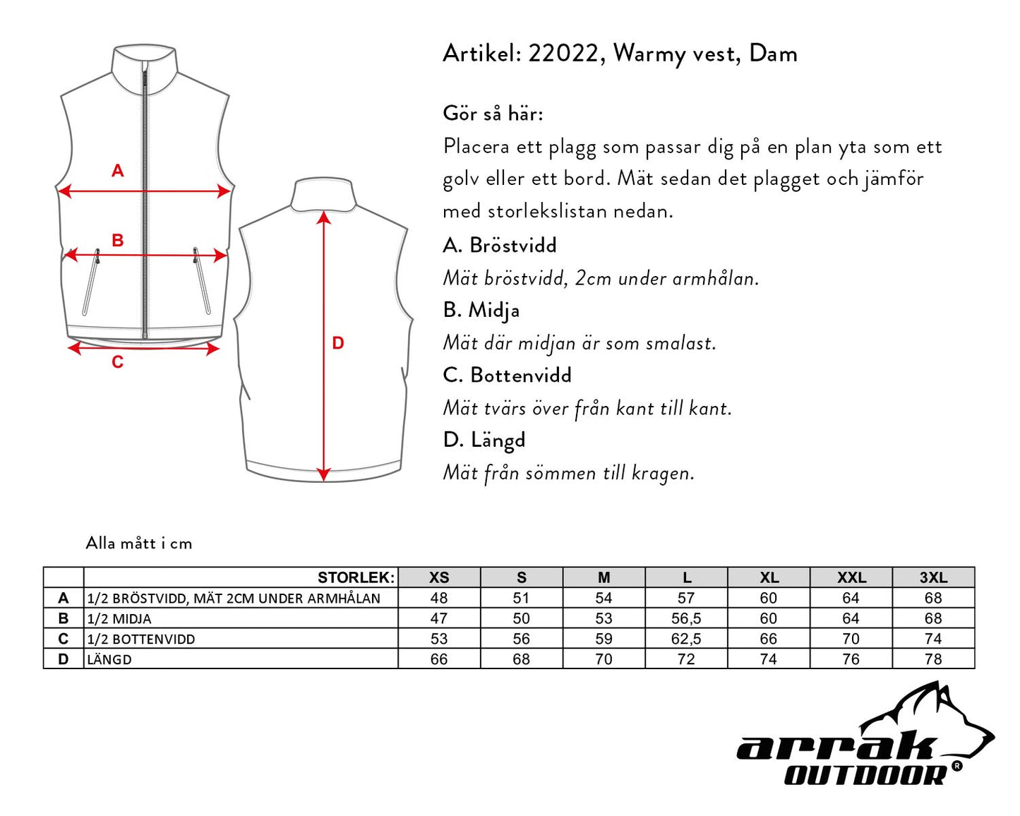 Arrak Outdoor Warmy Väst Dam Oliv
