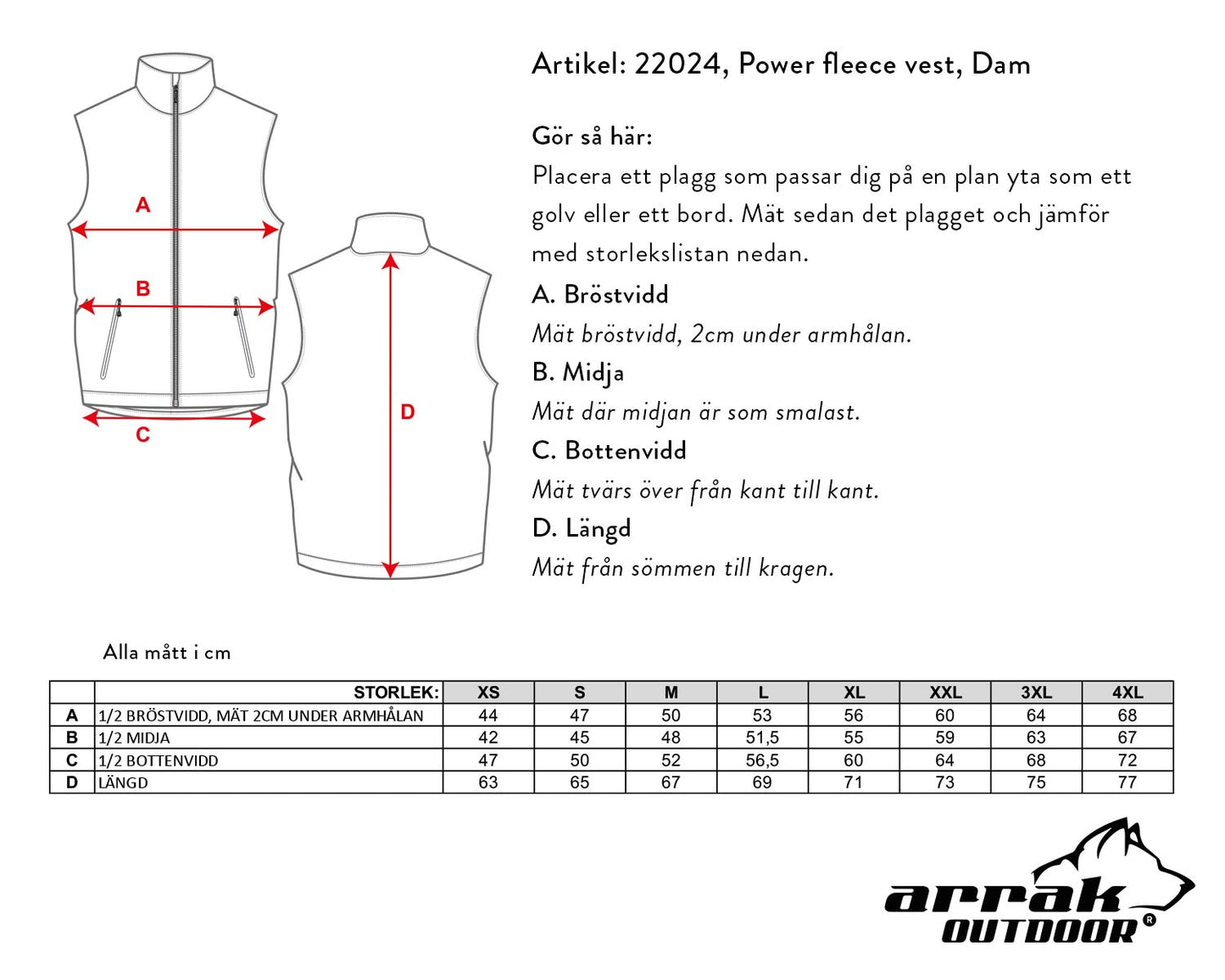 Arrak Outdoor Powerfleece Väst Dam Olivgrön