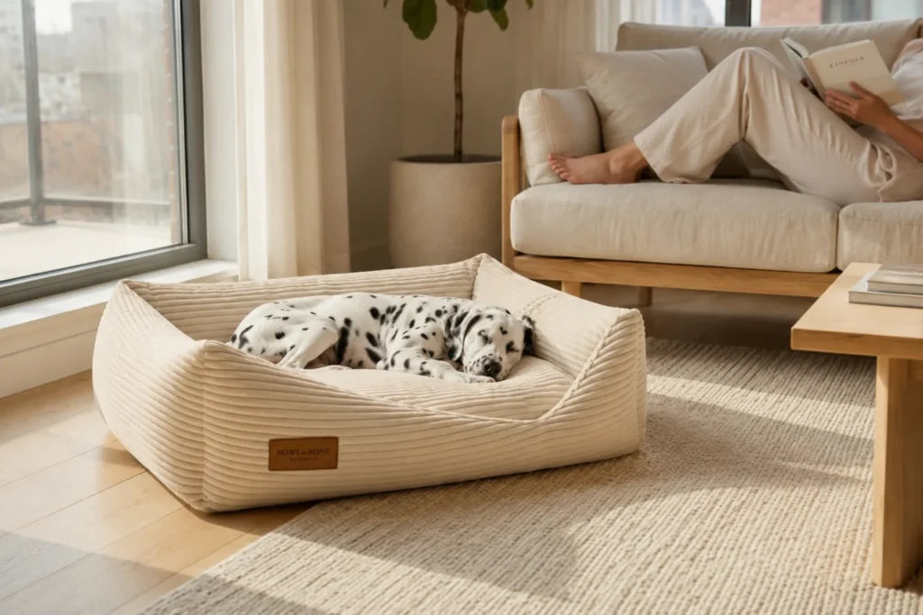 BOWL & BONE CORDUROY DOG BED DECO GRAPHITE