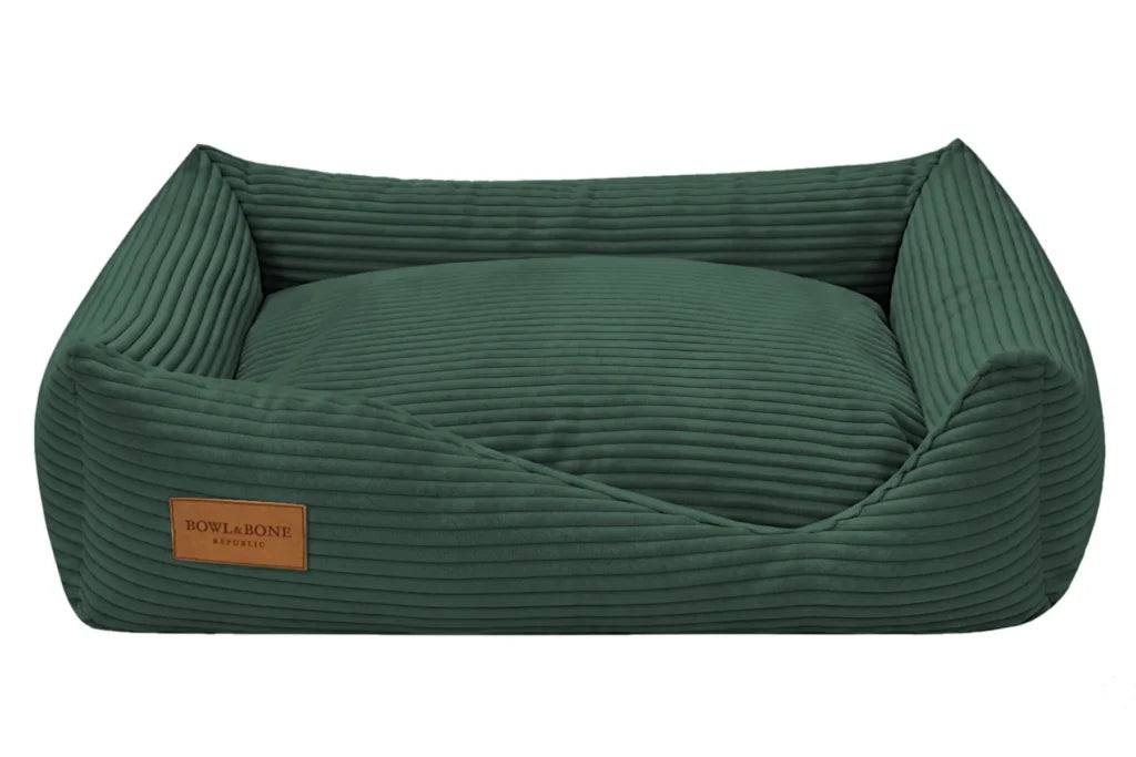 BOWL & BONE CORDUROY DOG BED DECO GREEN