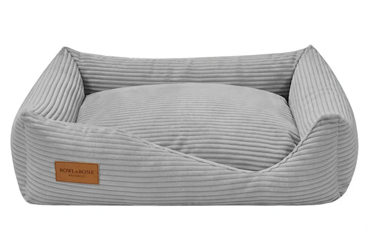 BOWL & BONE CORDUROY DOG BED DECO GREY