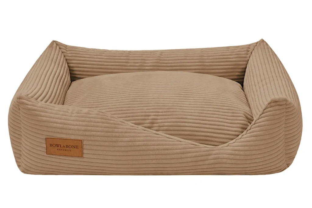 BOWL & BONE CORDUROY DOG BED DECO LATTE
