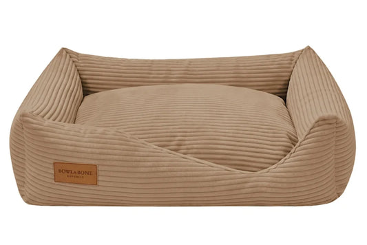 BOWL & BONE CORDUROY DOG BED DECO LATTE
