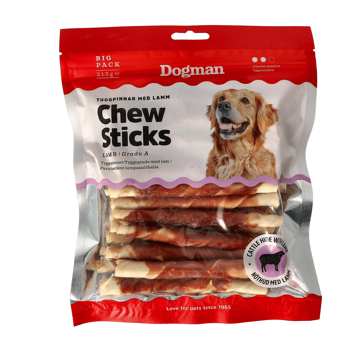 Dogman Tuggpinnar med Lamm 25p Vit 12,5cm